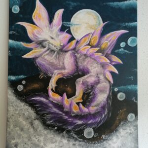 Acrylicpainting of a Mizutsune from the Game Monster Hunter